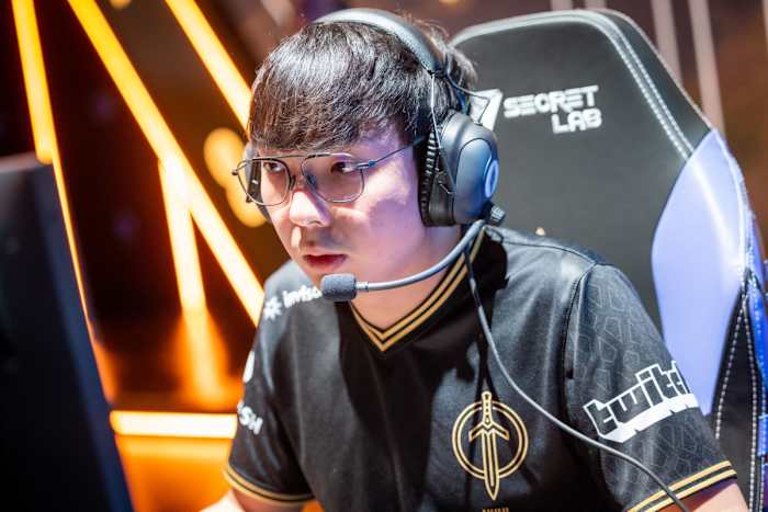 Huhi competes on day two of the 2023 LCS Spring Split at Riot Games Arena. Photo by Colin Young-Wolff/Riot Games